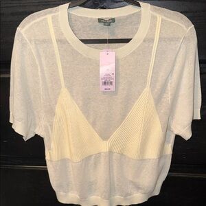 Wild Fable White and Cream Knit Top
